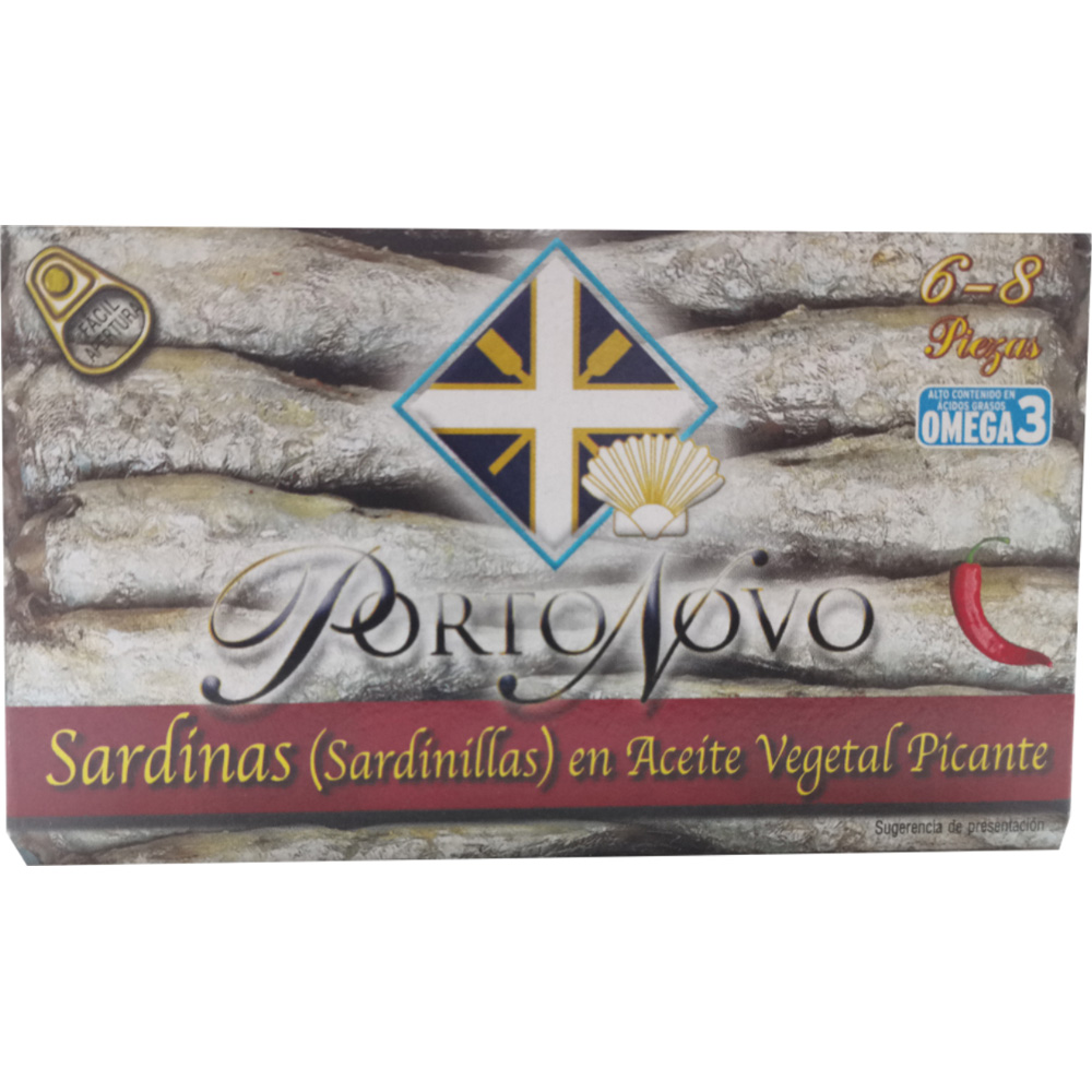 PORTO NOVO SARDINHAS PETINGAS EM ÓLEO PICANTE 81GRS PORTO NOVO SARDINHAS PETINGAS EM ÓLEO PICANTE 81GRS