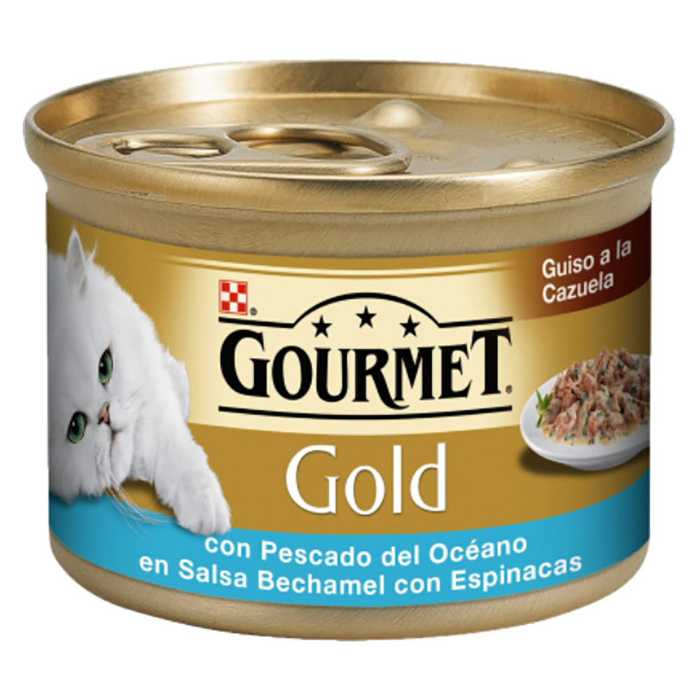 GOURMET GOLD GATO C/PEIXE DO OCEANO EM MOLHO BECHAMEL C/ESPINAFRES 85GRS GOURMET GOLD GATO C/PEIXE DO OCEANO EM MOLHO BECHAMEL C/ESPINAFRES 85GRS