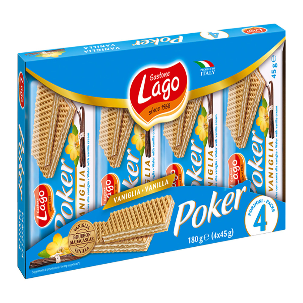 LAGO ELLEDI POKER WAFERS BAUNILHA (PK4 X 45GRS) 180GRS LAGO ELLEDI POKER WAFERS BAUNILHA (PK4 X 45GRS) 180GRS