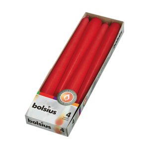 BOLSIUS CONJUNTO DE 4 VELAS CONICAS 24,5×2,4CM VERMELHAS