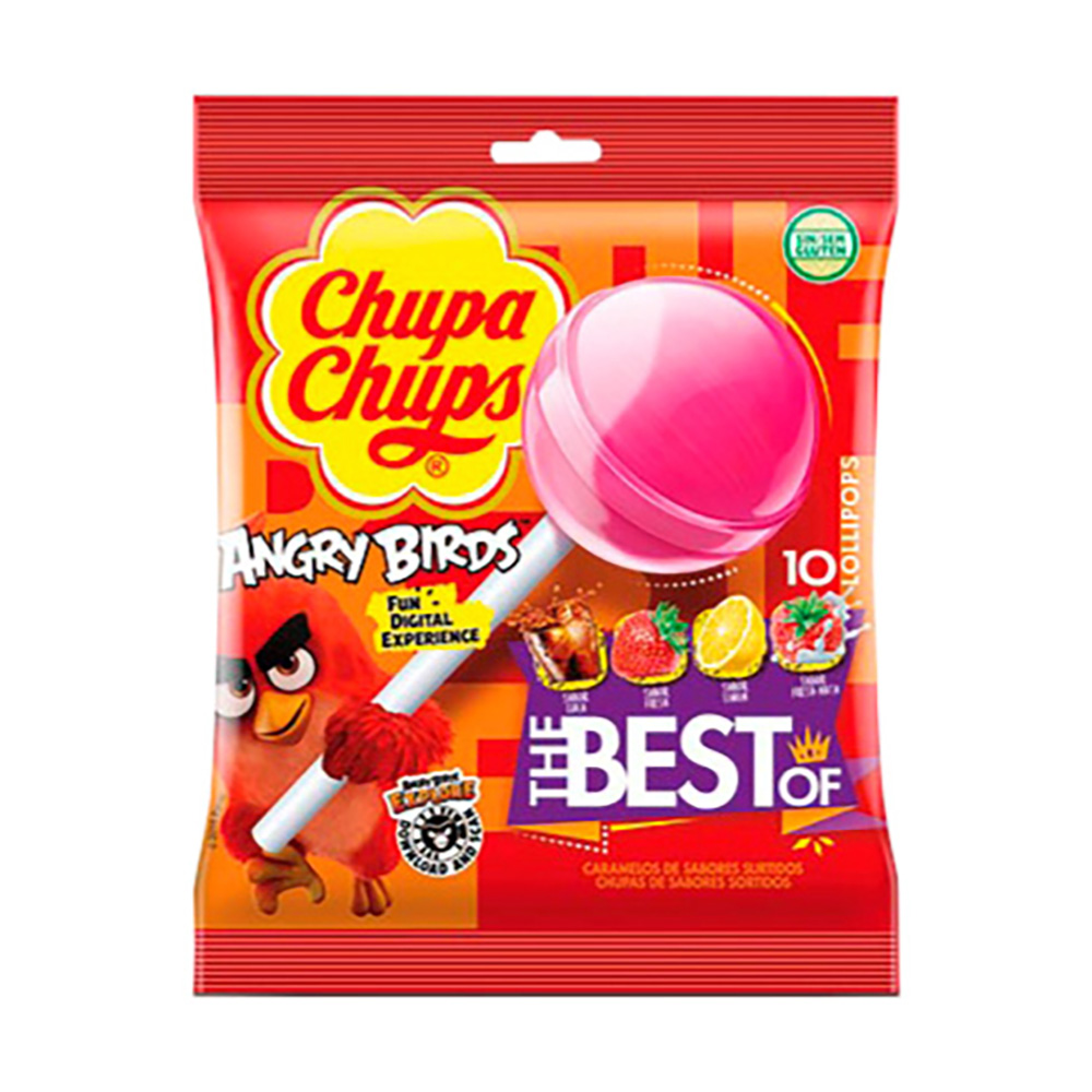 CHUPA CHUPS ANGRY BIRDS COLA/MORANGO/LIMÃO/NATA MORANGO 10UND CHUPA CHUPS ANGRY BIRDS COLA/MORANGO/LIMÃO/NATA MORANGO 10UND