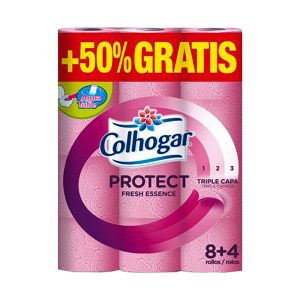 COLHOGAR PROTECT FRESH ESSENCE PAPEL HIGIÉNICO ROSA 12R