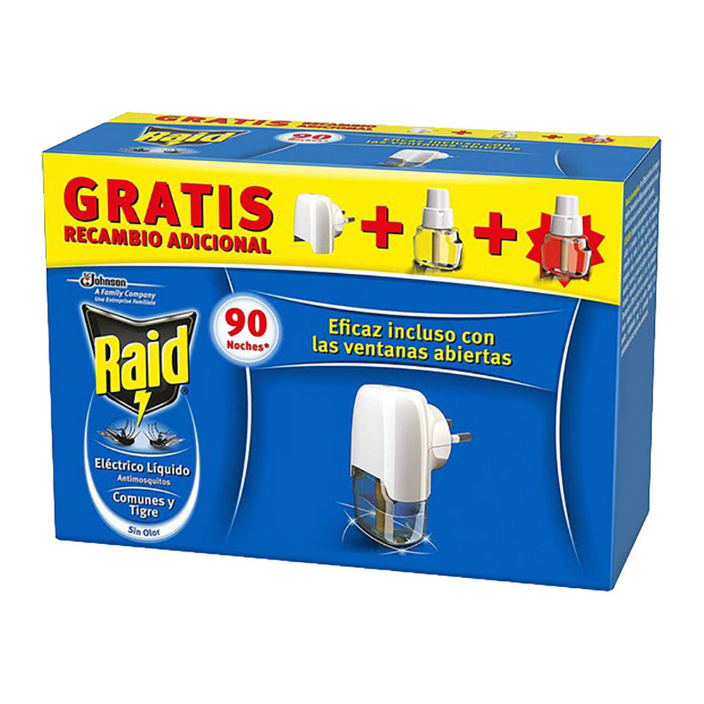 RAID DIFUSOR ELÉCTRICO ANTIMOSQUITOS C/2 RECARGAS 27ML 90NOITES RAID DIFUSOR ELÉCTRICO ANTIMOSQUITOS C/2 RECARGAS 27ML 90NOITES