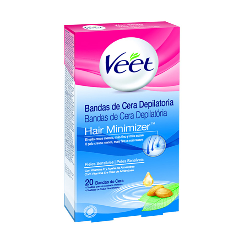 VEET BANDAS DE CERA CORPO PELES SENSÍVEIS 16 BANDAS + 4 TOALHITAS VEET BANDAS DE CERA CORPO PELES SENSÍVEIS 16 BANDAS + 4 TOALHITAS