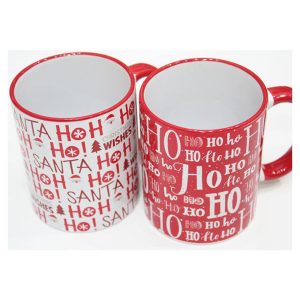 JEAN CANECA CAFÉ HOHOHO CERÂMICA 300ML VERMELHA/BRANCA