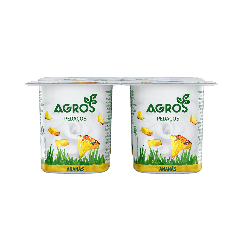 AGROS IOGURTE PEDAÇOS ANANÁS 4X120GR AGROS IOGURTE PEDAÇOS ANANÁS 4X120GR