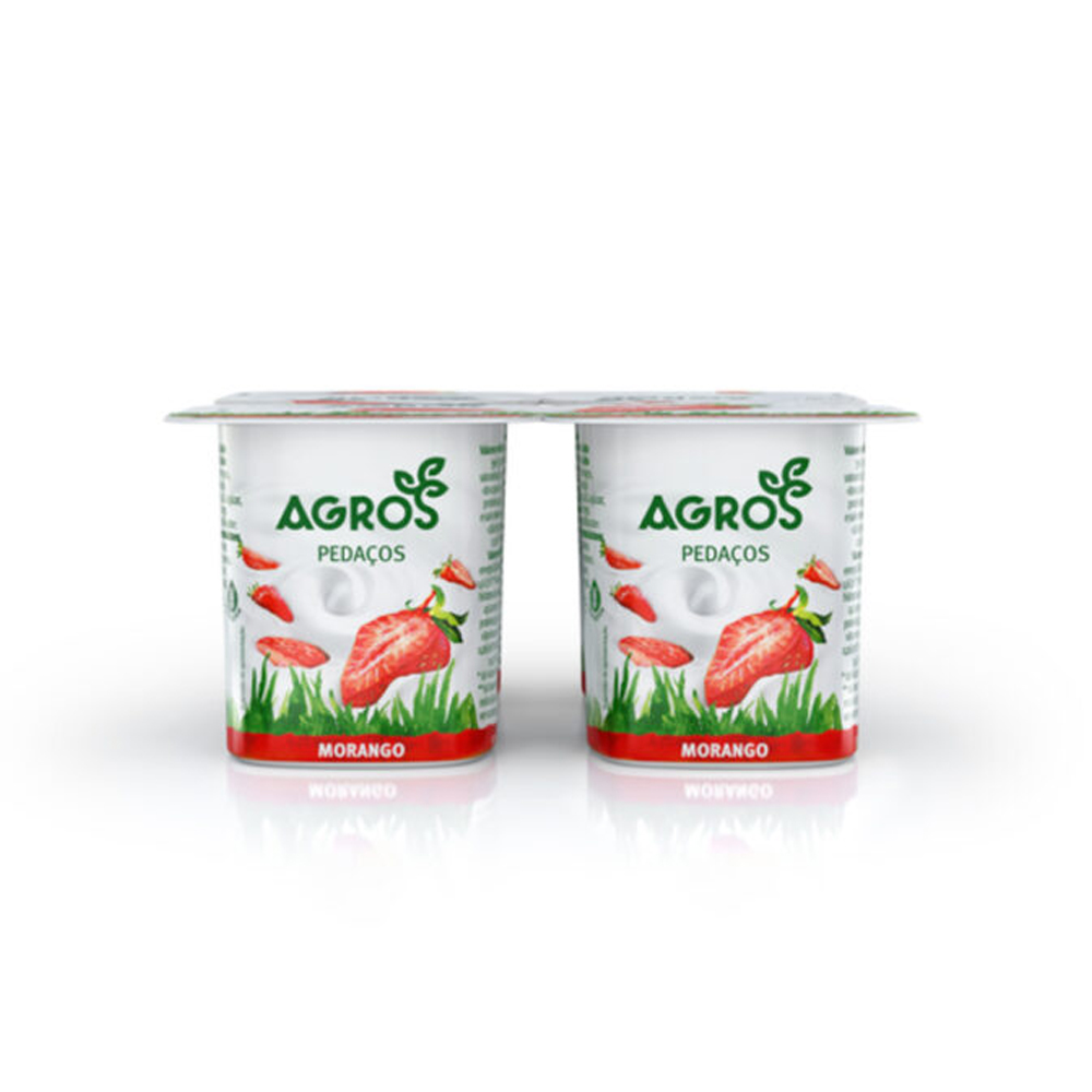 AGROS IOGURTE PEDAÇOS MORANGO 4X120GR AGROS IOGURTE PEDAÇOS MORANGO 4X120GR