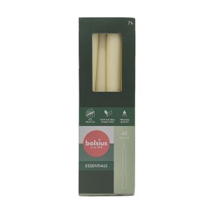 BOLSIUS CONJUNTO DE 4 VELAS CONICAS 24,5×2,4CM CREME