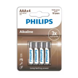 PHILIPS PILHA ALCALINA AAA LR03 C/4P