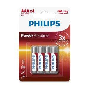 PHILIPS PILHA ALCALINA POWER AAA LR03 C/4P