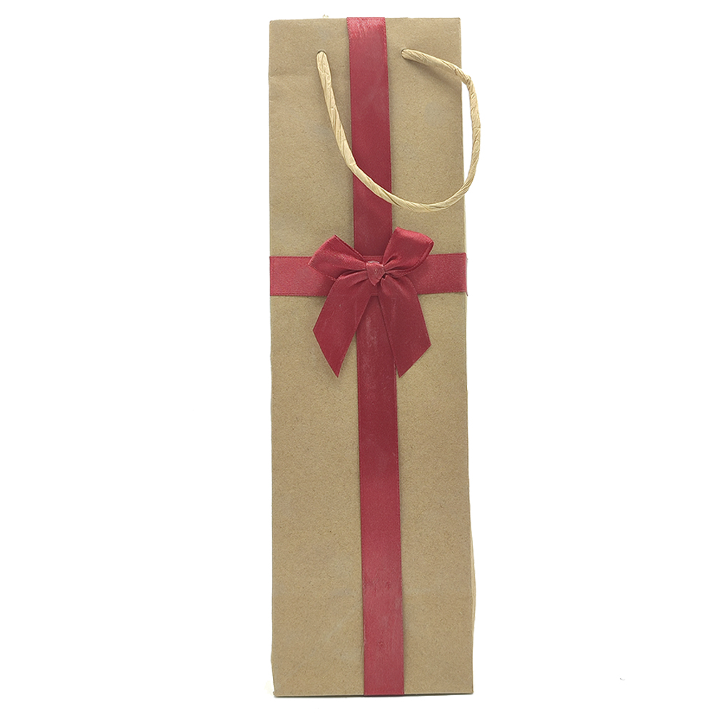 SACO PRESENTE P/GARRAFA 35x10CM PAPEL KRAFT C/LAÇO CETIM SACO PRESENTE P/GARRAFA 35x10CM PAPEL KRAFT C/LAÇO CETIM