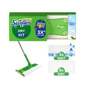 SWIFFER STARTER KIT MOPA COM RECARGA 8 PANOS + 3 HÚMIDOS